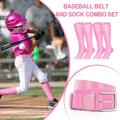 XZQTIVE 2 Pairs of Baseball Socks and 1 Belt Combo Set Adjustable Softball Socks and Belt for Youth Adult2