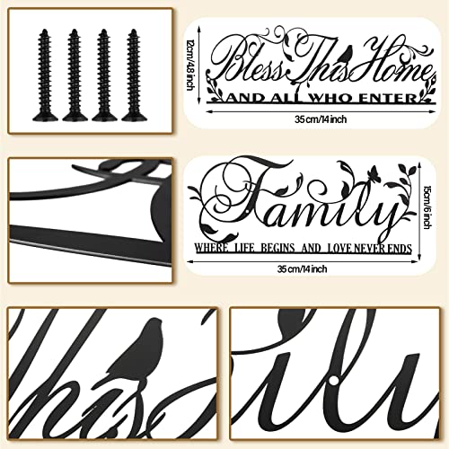 2 Pieces Family Signs For Home Wall Decor Bless This Home Rustic Signs Black Metal Wall Art Decor Farmhouse Family Entryway Sign Home Decoration For Bedroom Living Room Office Home Wall Decor #TOP2