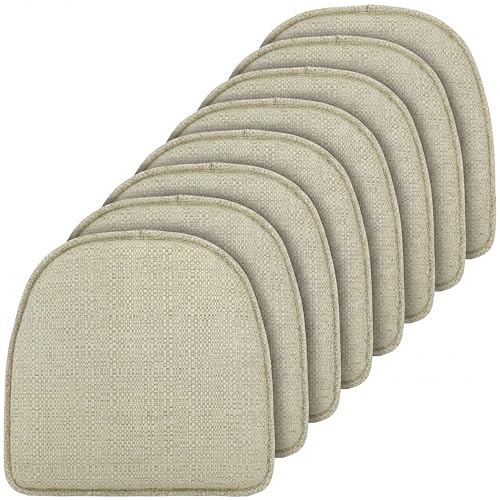 Klear Vu Raindrop The Gripper Non Slip Chair Cushions, Soft & Comfortable Seat Pad, Sitting Pillow for Kitchen, Dining or Office, 8 Count (Pack of 1), Linen