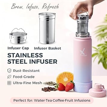 Lexlion All-Day Hydration Bundle 32 Oz Tea Infuser Bottle + 30 Oz Tumbler