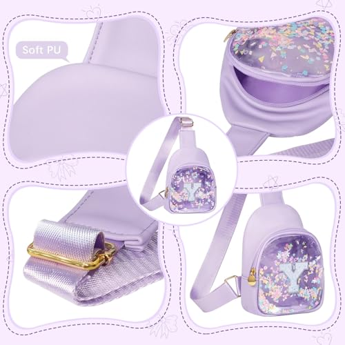 Image of COSHAYSOO Purple Toddler Little Girls Purse 2 3 4 5 6 7 Year Old Kids Sling Bag Initial Crossbody Pouch, Stylish Trending Cute Birthday Christmas Presents Halloween Thanksgiving Gift Ideas Letter Y