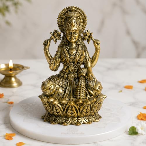 Image of Brass Lakshmi Ji Idol, Vastu Remedy for Wealth & Prosperity (4 Inch, 210 g)