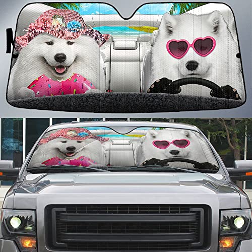 Parasol Delantero de Coche con Samoyedos Protector Plegable M