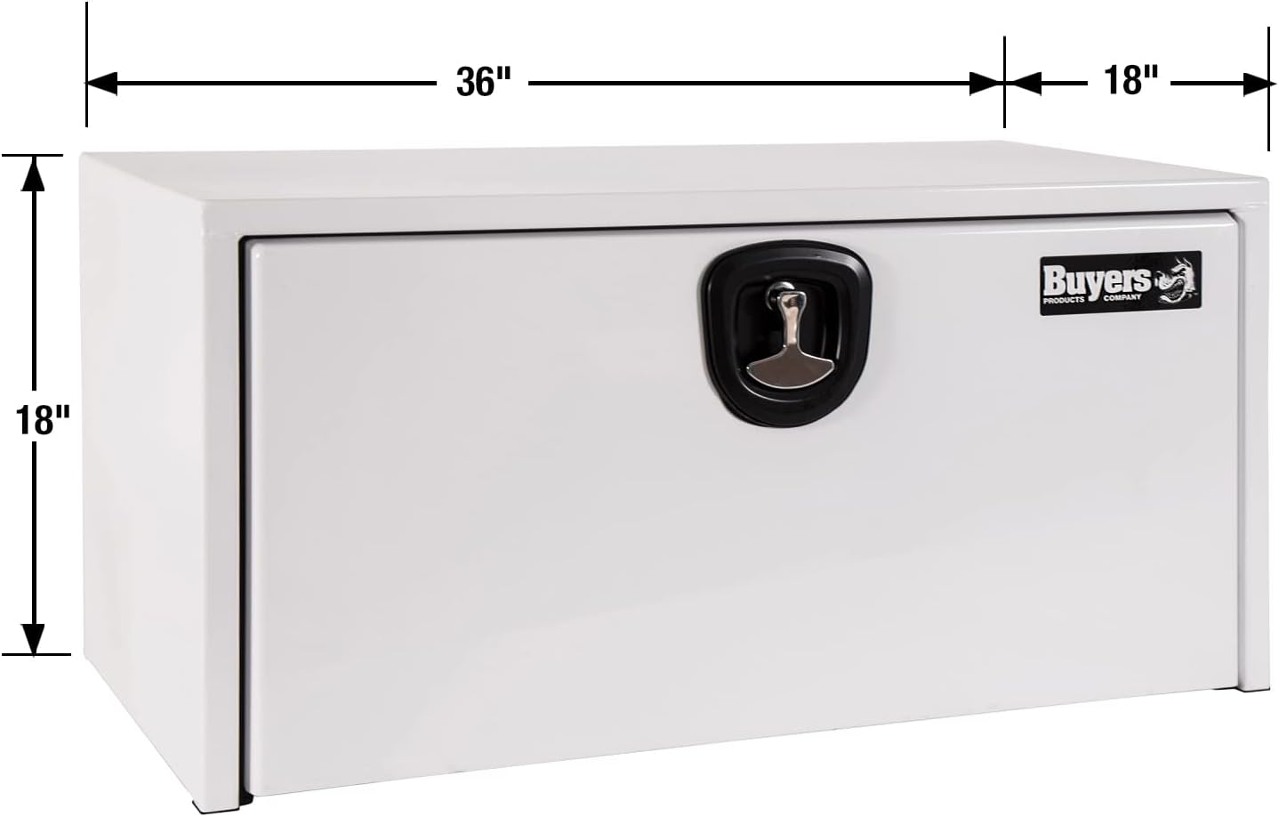 Buyers Products 1732405MPP Steel Underbody Truck Box, 18x 18x 36 Inches, 3 Point Latch, Lockable T-Handle, for Work/Utility Truck, Truck Storage and Organizer, Made in the USA, White