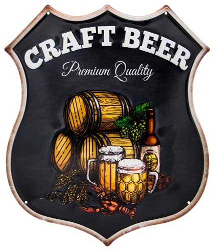 Craft Beer - Cartel de chapa en relieve (40 x 30 cm), diseño vintage