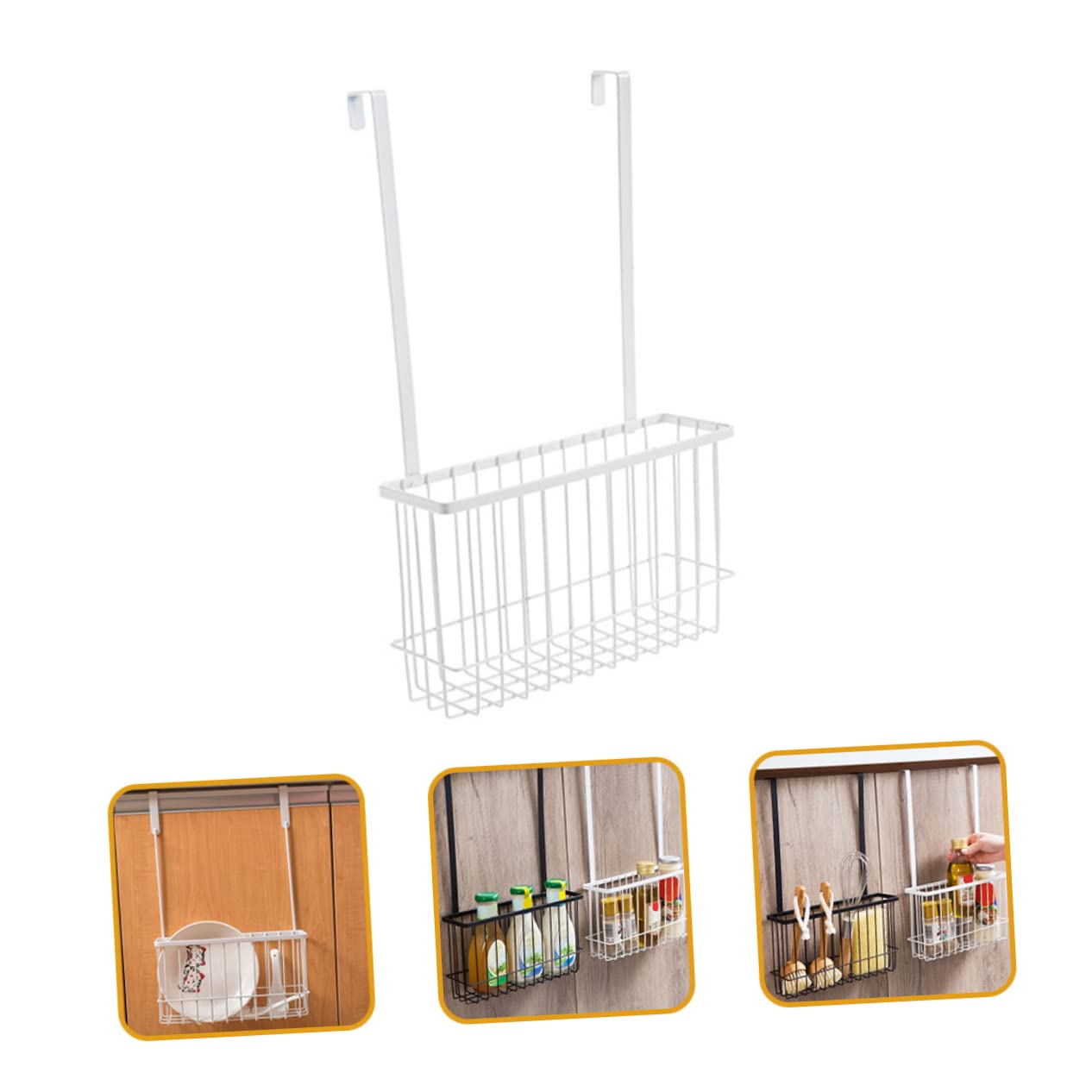 SHOWERORO Extended Over The Cabinet Door Organizer Hanging Basket for Kitchen Bathroom Storage No Drilling Required Space-saving for Easy Access to Supplies