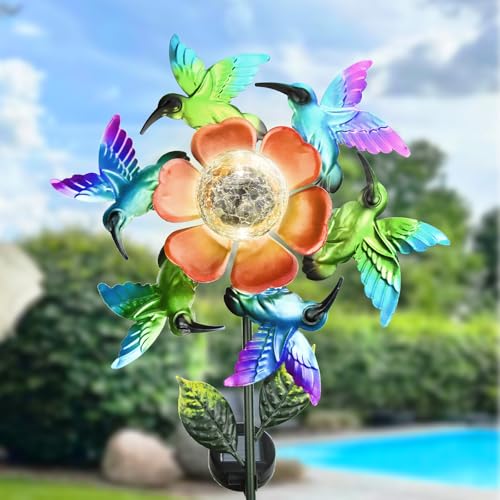Solar Wind Spinners Hummingbird Spinner, Waterproof Outdoor Metal Wind Sculpture for Yard and Garden, Lawn & Garden Decor (windmill1)