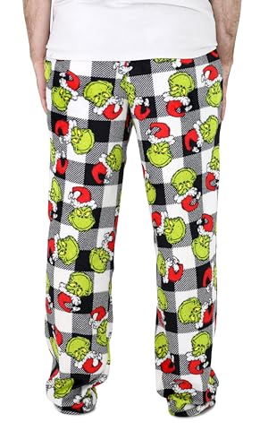 Dr. Seuss Grinch Pajamas, Fluffy Grinch Pajama Pants for Men & Women, Buffalo Plaid Grinch Fleece Pants for Adults, S-XL4
