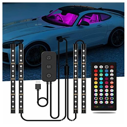 Inre billjus trådlös list,Bil LED interiörlampa USB Neonljus Biltillbehör för mittkonsol och instrumentbräda Bilinredningsljus med Bluetooth App Control