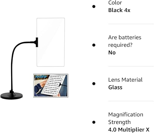 Miniatura 7 de Lupa con soporte, aumento flexible de cuello de cisne de 10 x 6 pulgadas, lupa de página grande para leer impresiones pequeñas y personas mayores de