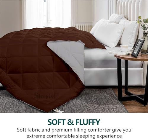 Image of 600 GSM Heavy Winter Single Bed Comforter | Microfiber, Breathable, Reversible,Soft, Lightweight & Machine Washable Comforter for Single Bed 60x90 Inch - ChocolateSilver