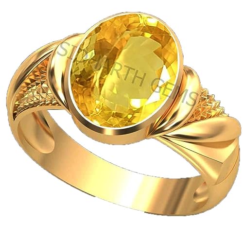 SIDHARTH GEMS 5.25 Ratti / 4.25 Carat Natural Yellow Topaz Gemsto...