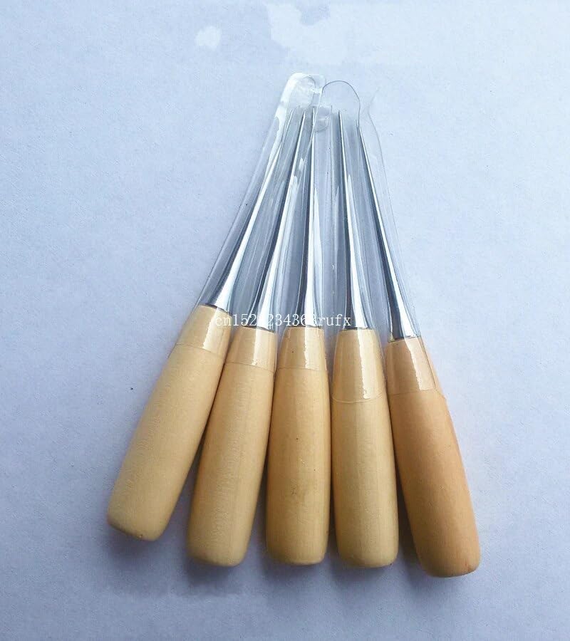 200pcs Cloth Awl Sewing Tool Hole Punching Leather Wood Handle Awl Craft Stitching Leather Tools