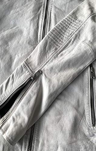 Mauritius Liem Long Sleeve Lambskin White Hooded Leather Jacket for Men4