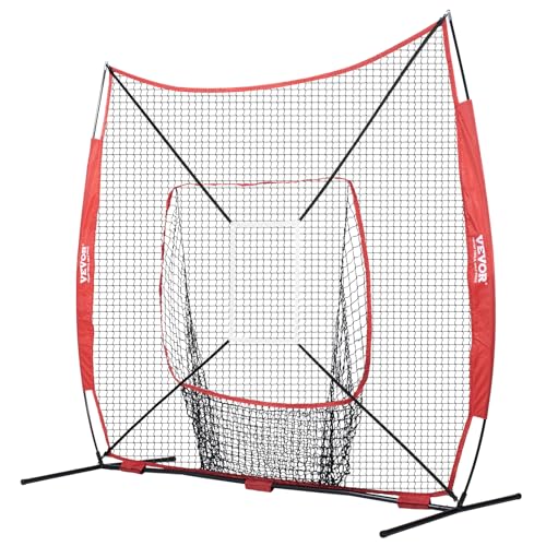 VEVOR 244 x 106 x 211 cm Baseball-Softball-Übungsnetz, Baseball-Trainingsnetz, Schlagen, Fangen, Pitchen, Backstop-Baseballausrüstung mit Bogenrahmen, Tragetasche, Schlagzone, Ball, Ballsammler