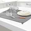 2 Pack Large Dish Drying Mat For Kitchen Counter - 24x17 Inch Microfiber Absorbent Draining Pad (Gray)