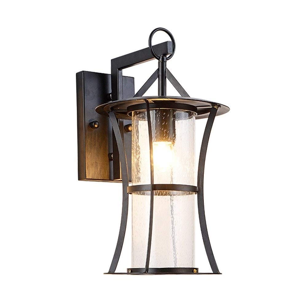 SXSCARKX American Country Outdoor Wall Sconce Vintage Industrial E27 Lamp Lantern Waterproof Round Terrace Doorway Balcony Light Hotel Exterior Aisle Corridor Garden, Indoor Home (Black) ne