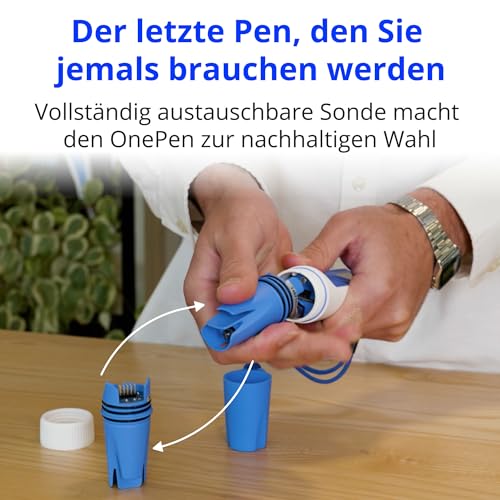Bluelab OnePen - ein 3-in-1 Temperatur-, EC/PPM- und pH-Messgerät, blitzschnelle Messwerte - Bluetooth-Datenaustausch & In-App-Tracking - austauschbare Sonde