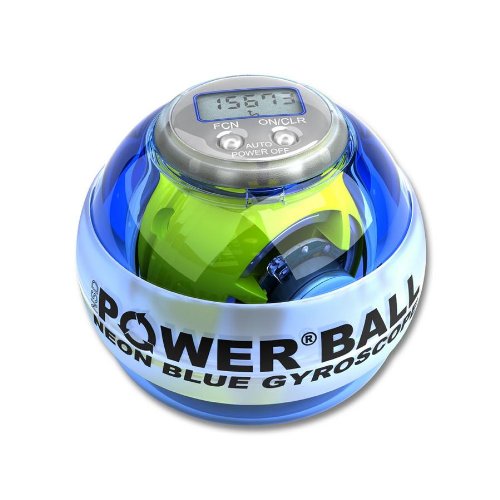Powerball - Neon Blue Pro 250 Hz - Ball d'exercice gyroscopique, Bleu, 7.2 cm x 7.2 cm x 6 cm, 1 pièce, 1 ensemble, 1 paquet