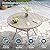 DIFY 7 Pieces Outdoor Patio Dining Set for 6, 47.2" Sandshell Round Dining Table and 6 Sandshell Stackable Sling Dining Chairs, Metal Outdoor Table and Chairs for Lawn Garden Backyard Deck