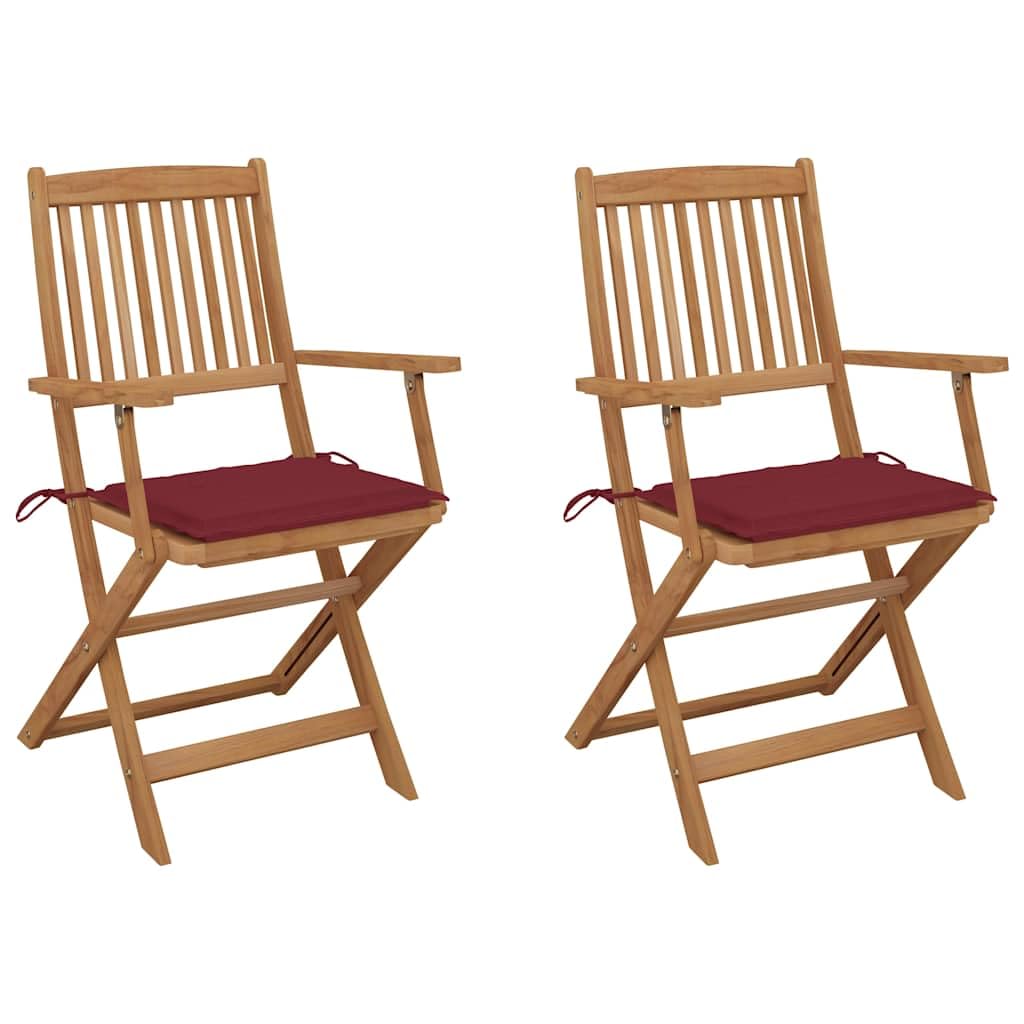 Chaises pliables bois table extérieur lot de 2 chaises jardin avec coussins