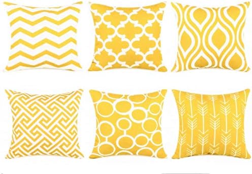 TIDWIACE Geometry Navy blue Cushion Cover Cotton and linen Home Decorative Set of 6 - Accent Throw Pillow Covers Case Pillowcases for Outdoor Couch Livingroom Sofa Bed with Invisible Zipper 45 x 45 cm