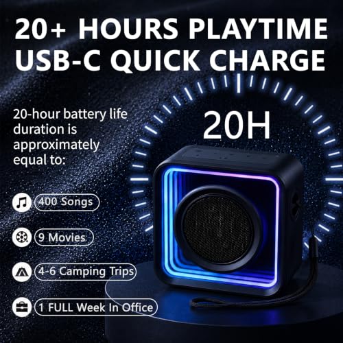 itcavl Small Bluetooth Speaker with Strap, IP68 Waterproof Small Cute 6.0 Bluetooth Speaker with Aux Input, TF Card, TWS Pairing, RGB Light, 20H Play time, Mini Bluetooth Speakers for Shower, Office - image 4