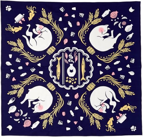 90×90cm 酔い猫 手捺染 66687 和柄 二四巾 大判 大風呂敷 日本製 kenema 宮本