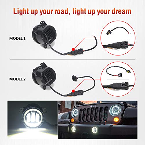 Image of LX-LIGHT Dot Approved 7inch LED Headlights with White DRL /Amber Turn Signal + 4 inch LED Fog Lights with White DRL Halo Ring for Jeep Wrangler 97-2017 JK LJ Tj