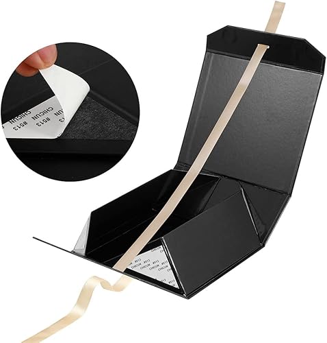 Miniatura 5 de Cajas de regalo negras de 8 x 7 x 3.3 pulgadas, cajas de regalo de lujo con cinta, cajas de regalo vacías con tapa cierre magnético, cajas de