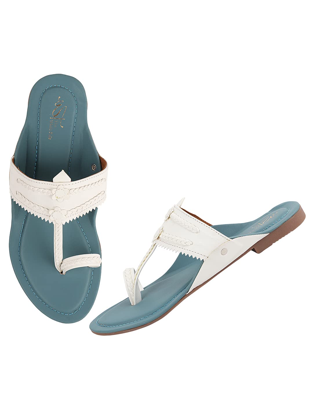 The White Pole Slip On Flat Slides Ethnic Kolapuri Sandals For Women And Girl (B0C2Q4V9PZ) Amazon Price History, Amazon Price Tracker