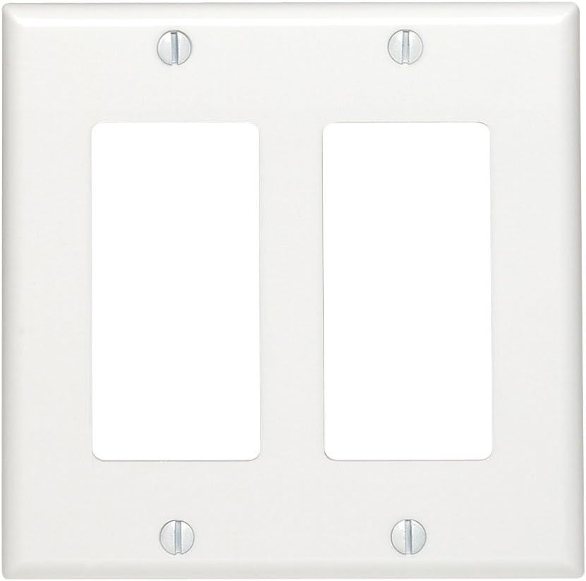 Leviton 2-Gang Decora/GFCI Device Wallplate, Standard Size, Thermoset, 80409-W, White