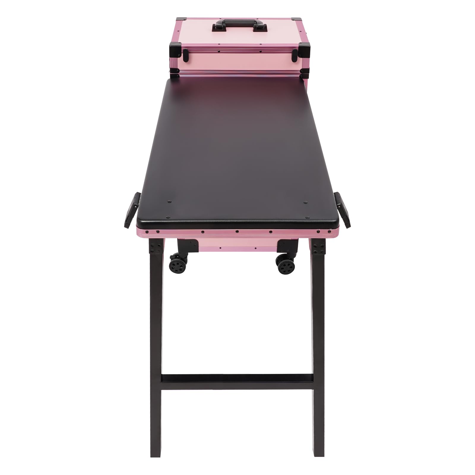 Faltbarer Schönheitstisch, Kosmetikkoffer Trolley, Make-up Koffer Rolling Cosmetic Organizer mit 3 Schubladen, Spiegel, Licht und Bluetooth für Home Spa Beauty Salon Draussen Hochzeits Make-up