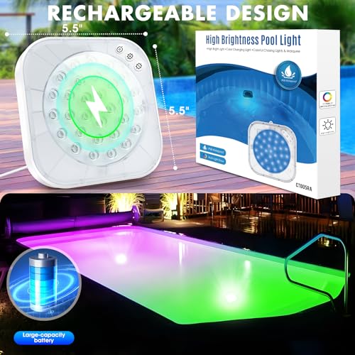 Lanpool Pool Lights, Rechargeable Underwater Pool Lights For Above Ground Pools With Remote, Led Pool Light For Inground Pool Waterproof thumb #4