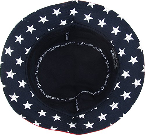 Kbm-021 Nav Flag Patriotic Stars And Stripes Floral Galaxy Leaf Aztec Tropical Print Bucket Hat Summer Boonie Cap #TOP4