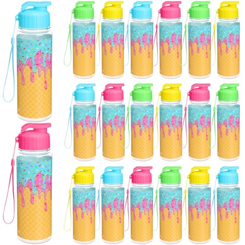Ferrochef 20 Pieces Baseball Ice Cream Drip Water Bottle Bulk 17 oz Sports Reusable Plastic Biking Water Bottle Tumbler Adults Reusable Large Bottles with Leak Proof Flip Top for Party Outdoor