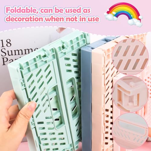 DMJJSD Klappbox Plastik Klappkorb 5Stück, klappbox klein(20.5*15*9cm) mini klappkiste(15.5*10*6cm) Tragbar Aufbewahrunskisten Bunt Faltbare Aufbewahrungskiste für Küche, Bad, Büro, Schlafzimmer