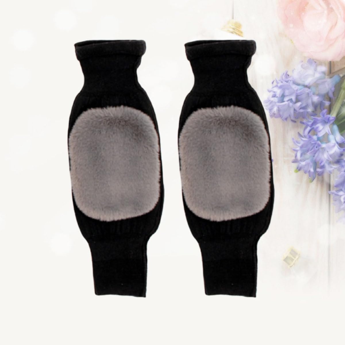 Ipetboom 1 Pair Warm Cashmere Kneepad for Winter Thicken Warm Kneelet for Women and Elders Comfortable Support for Joint Relief for Outdoor Activities and Sports Black