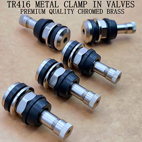 Image of 5Pieces TR416 Metal Valve Stems, Metal Tire Valve Stems, High Pressure Valve Stems Outer Mount Fits 0.453 inch and 0.625 inch Rim Hole, 1 1 /2 inch Long (Silver)