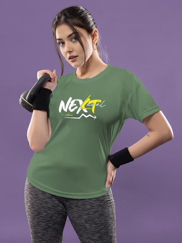Image of CHKOKKO Womens Stylish Activewear Quick Dry Lightweight Breathable Printed Round Neck Half Sleeve Regular Fit Gym T Shirt for Sports Yoga and Training