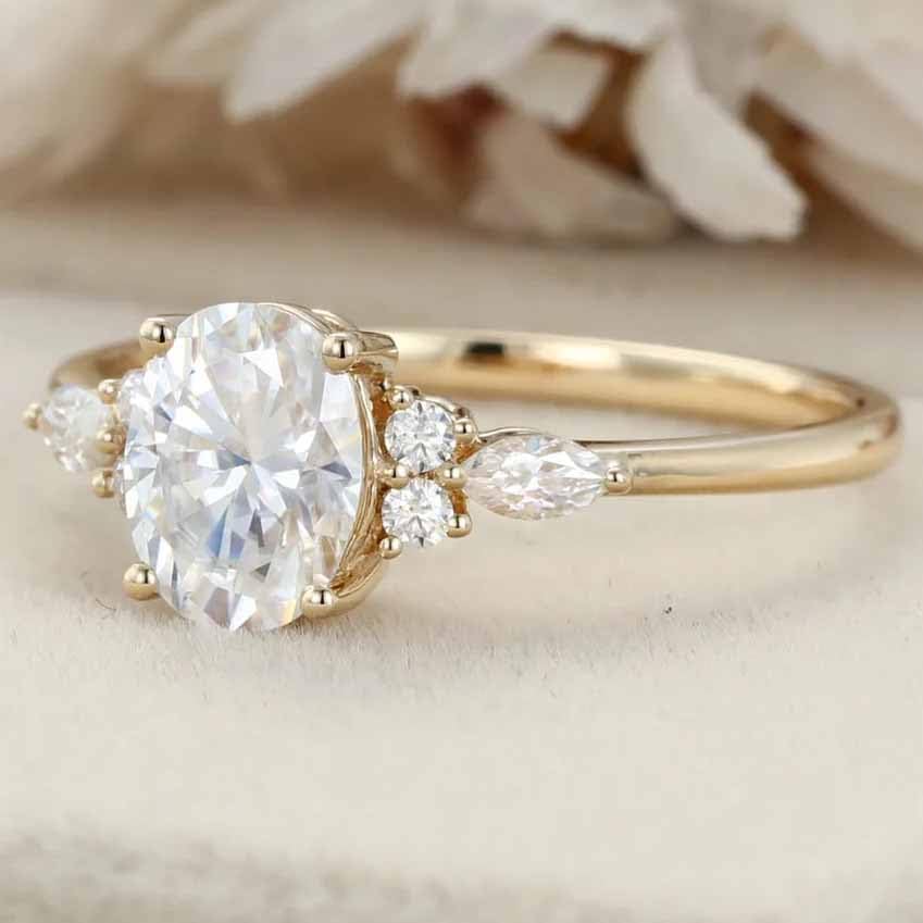 1.5ct Oval Cut Moissanite Engagement Rings for Women Silver or 10K/14K/18K Solid Gold Custom Engraved Moss Agate Ruby Sapphire Gemtone Ring for Women Promise Rings Anniversary Day Gift3