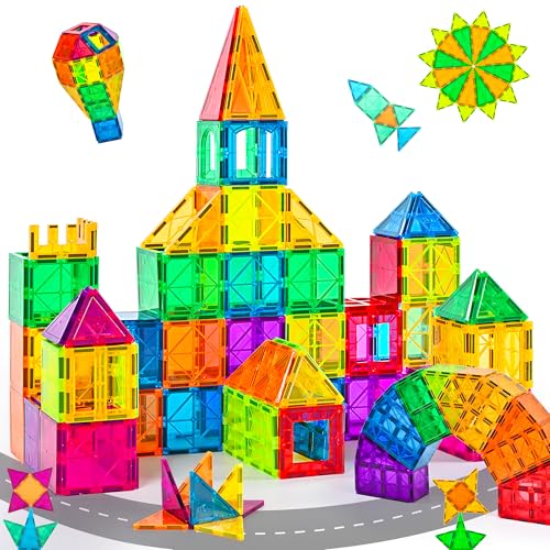 cossy 60 Pcs Magnet Tiles Magnetic 3D Building Blocks Set Educational Construction Toys for 3+ Year Kids with Stronger Magnets, Rivets-Fastened, Educational,Recreational, Conventional