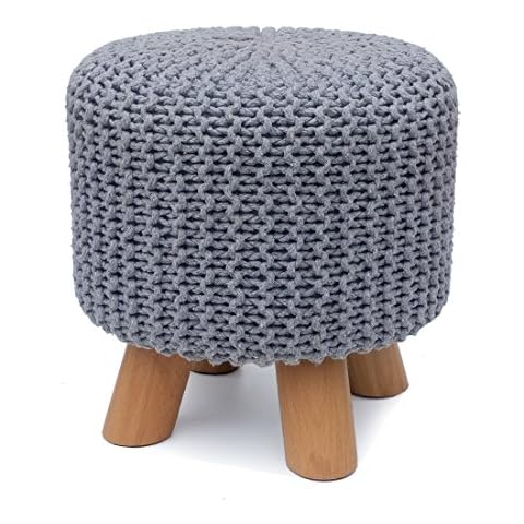 UUSSHOP 100% Cotton Knitted Footstool Pouffe Cover