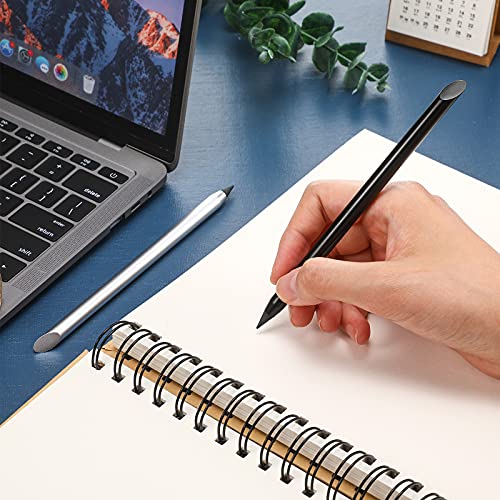 image for Outus 2 Pieces Metal Inkless Pen Inkless Erasable Pencil Metallic Penc