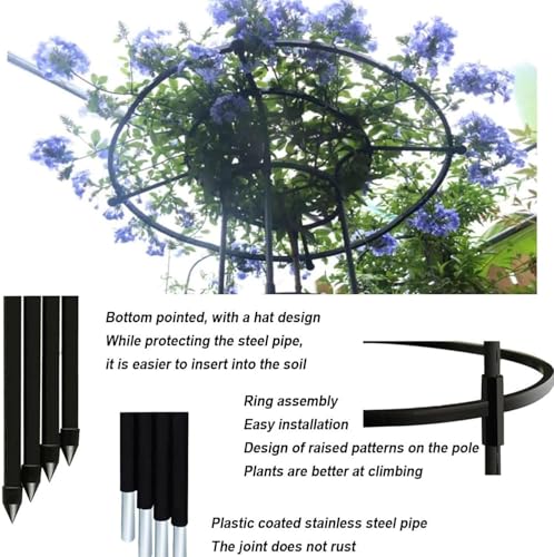 Pionowa kratka ogrodowa na rośliny pnące, odporna na rdzę klatka podtrzymująca parasol dla róż glicynii i winorośli, 180 cm, stojak na rośliny i stojak na kwiaty