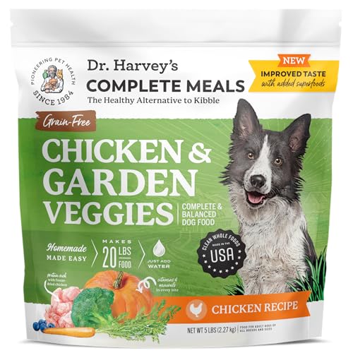 Dr. Harvey's Chicken & Garden Veggies Dog Food, Human Grade Grain-Free Dehydrated Food for Dogs with Freeze-Dried Chicken (5 Pounds)