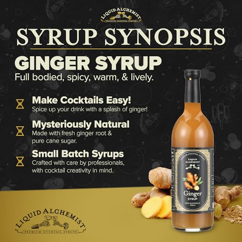 Image of Liquid Alchemist Ginger Syrup for Cocktails - Real Ingredients Make our Liquid Ginger Puree for Cocktails the Perfect Moscow Mule Syrup - Our Non-GMO Vegan Drink Mixer Lasts Up to 2 Years (25.4 oz)