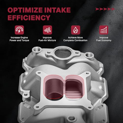 Image of 2026 7501 Intake Manifold Aluminum Performance Dual Plane Air-Gap Compatible with Chevy Small Block SBC 1955-86 262 265 267 283 302 305 307 327 350 400 V8 Engine, Silver