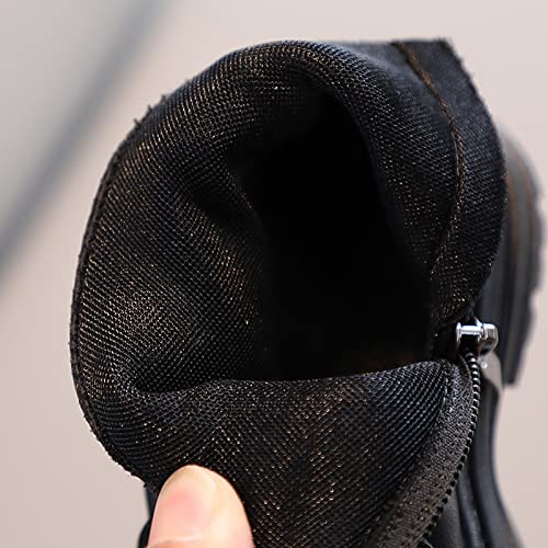 IWIHMIV Toddler Ankle Boots Girls Short Boots Kids Bow Knot Ankle Boots Side Zipper Shoes Cute Thick Heel Warm Boots3