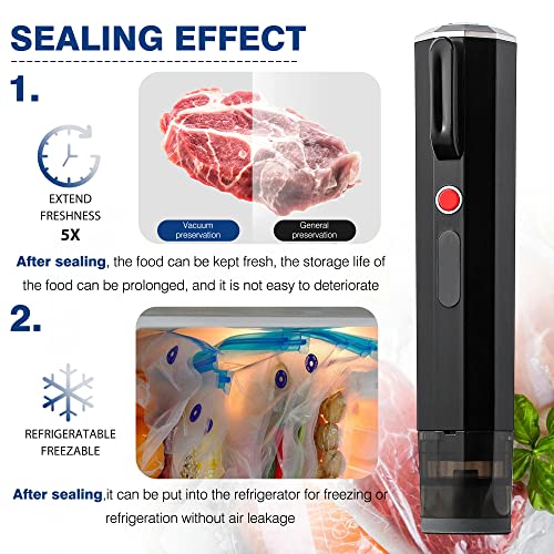 Moonshan Handheld Vacuum Sealer Portable Food Vacuum Sealing Machine 1200 Mah Rechargeable Lithium Battery Carry-On Type With 5 Reusable Bags For Home #TOP1